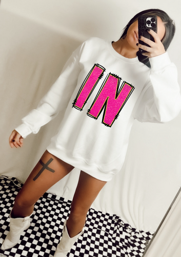 IN shimmer pink valentines sweatshirt