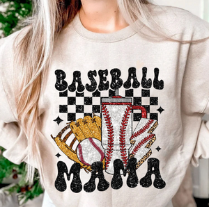 faux glitter baseball mama