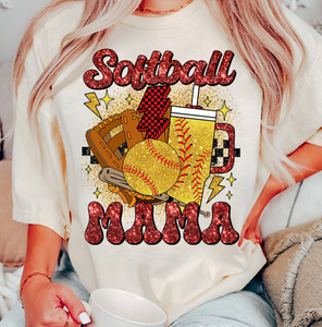 faux glitter softball mama