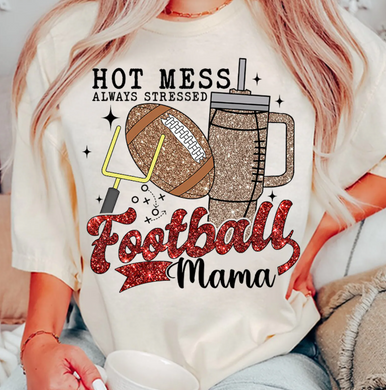 faux glitter hot mess always stressed football mama