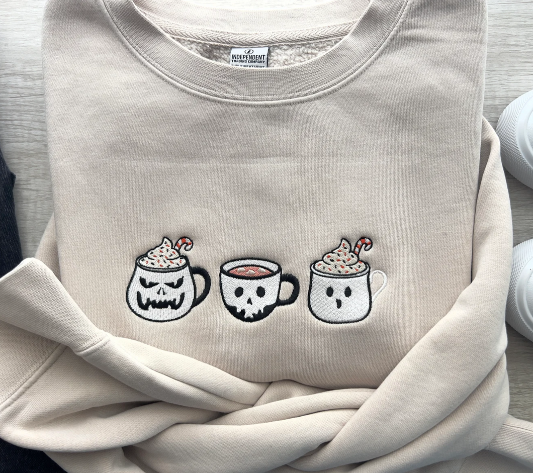 Fall latte embroidered sweatshirt