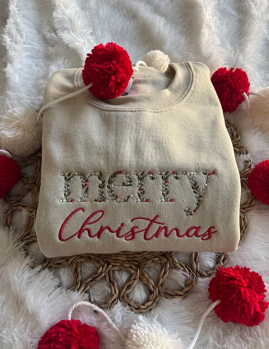 Merry Christmas embroidered sweatshirt -vendor event