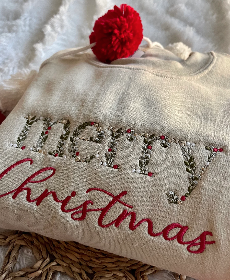 Merry Christmas embroidered sweatshirt -vendor event