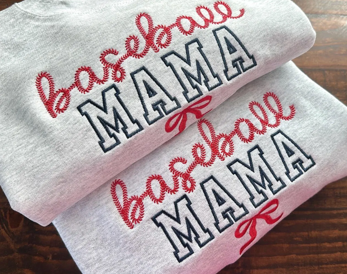 Coquette Baseball mama embroidered sweatshirt