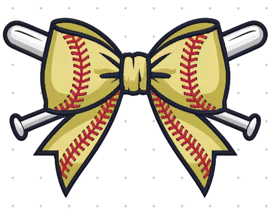 Softball bats with bows embroidered sweatshirt