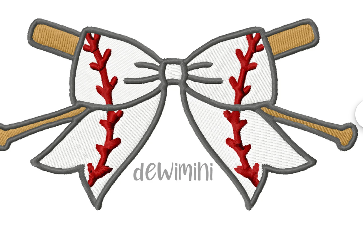 Baseball bats with bows embroidered sweatshirt