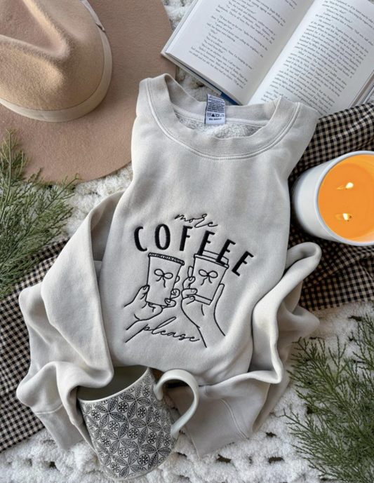 more coffee please - embroidered