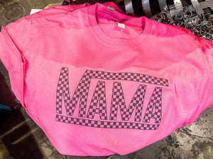 Checkered mama tee