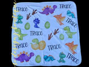 Baby blanket - dinos - personalized themes available