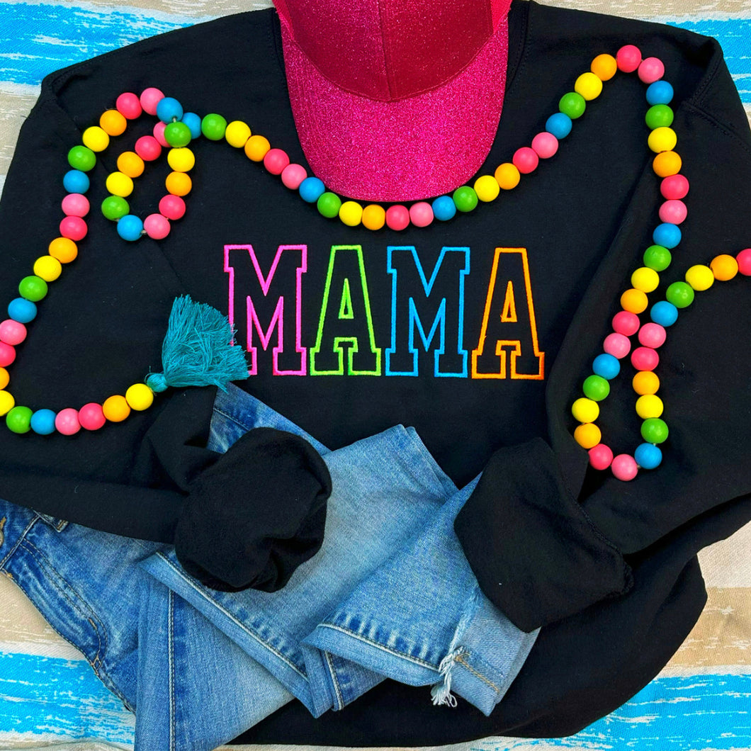 Neon mama embroidered crewneck