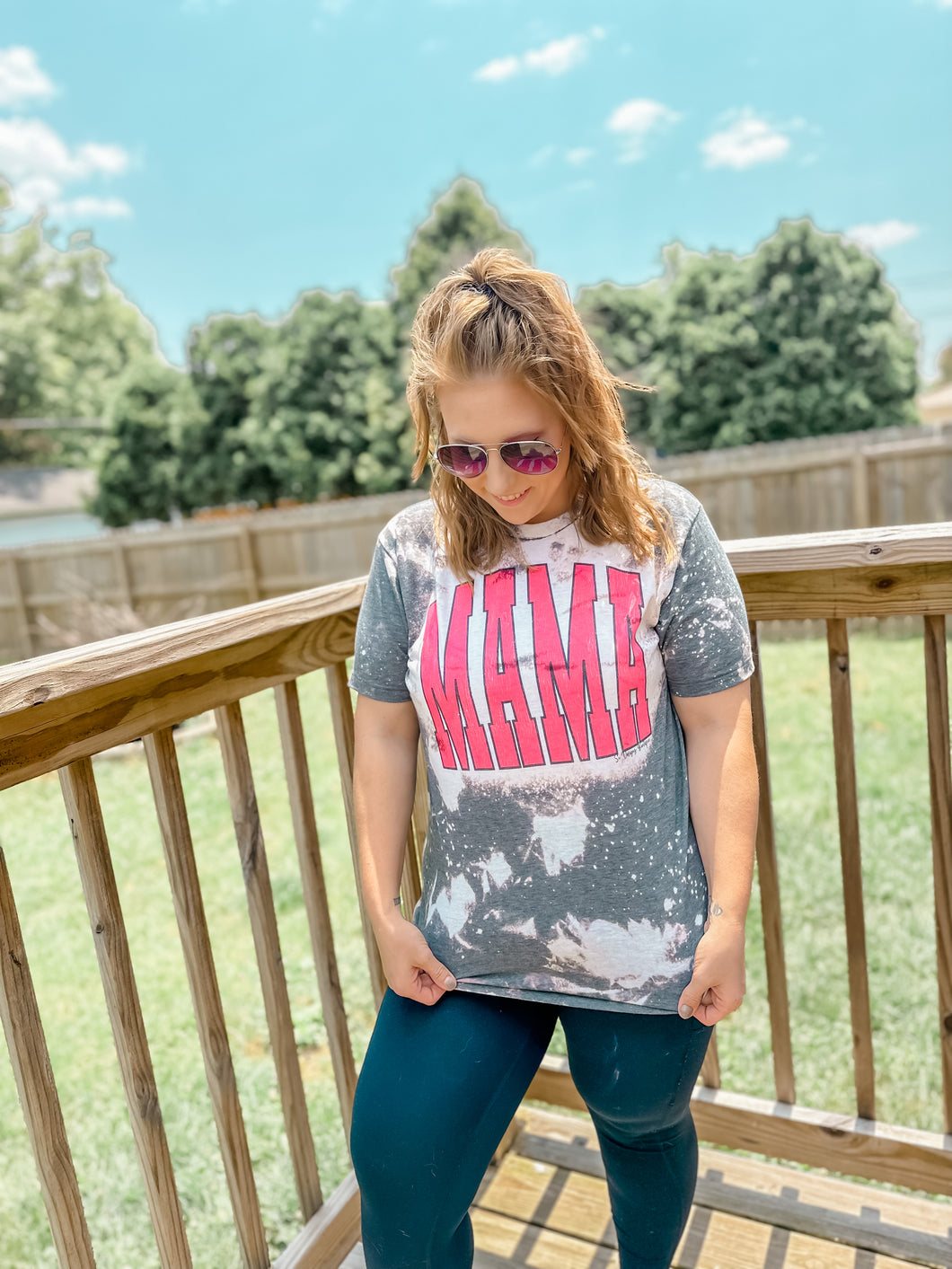 Varsity hot pink mama tee