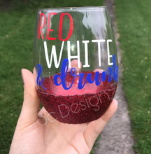 Load image into Gallery viewer, red white and drunk wine glass