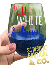 Load image into Gallery viewer, red white and drunk wine glass