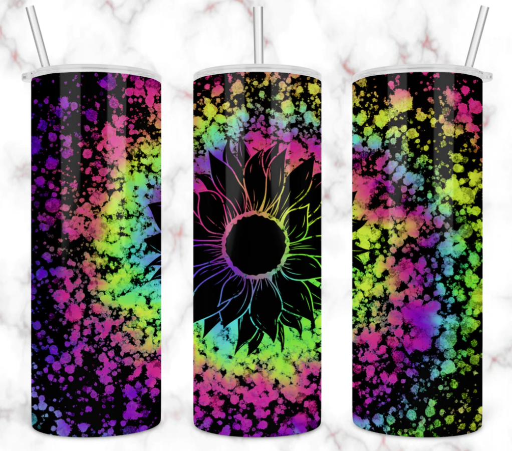 tie dye sunflower tumbler