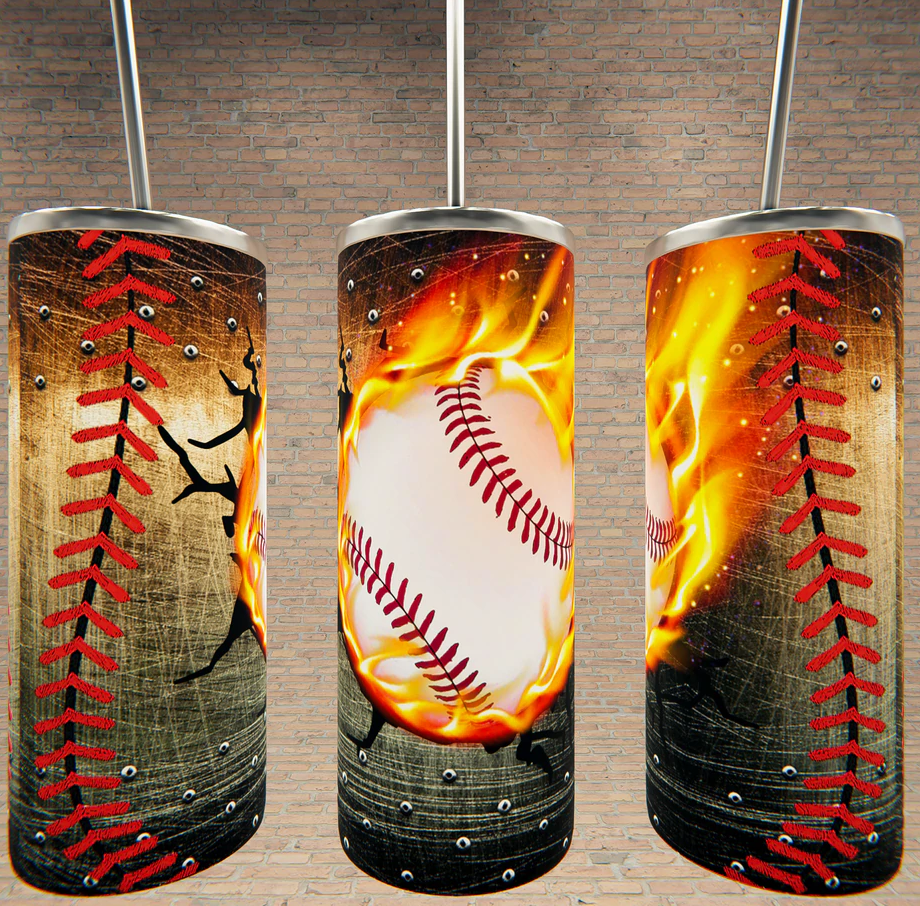 baseball flame tumbler