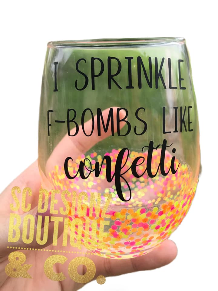 F bomb wine glass