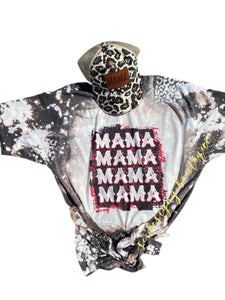 Leopard distressed mama tee