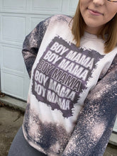 Load image into Gallery viewer, Camo Boy mama distressed sweater