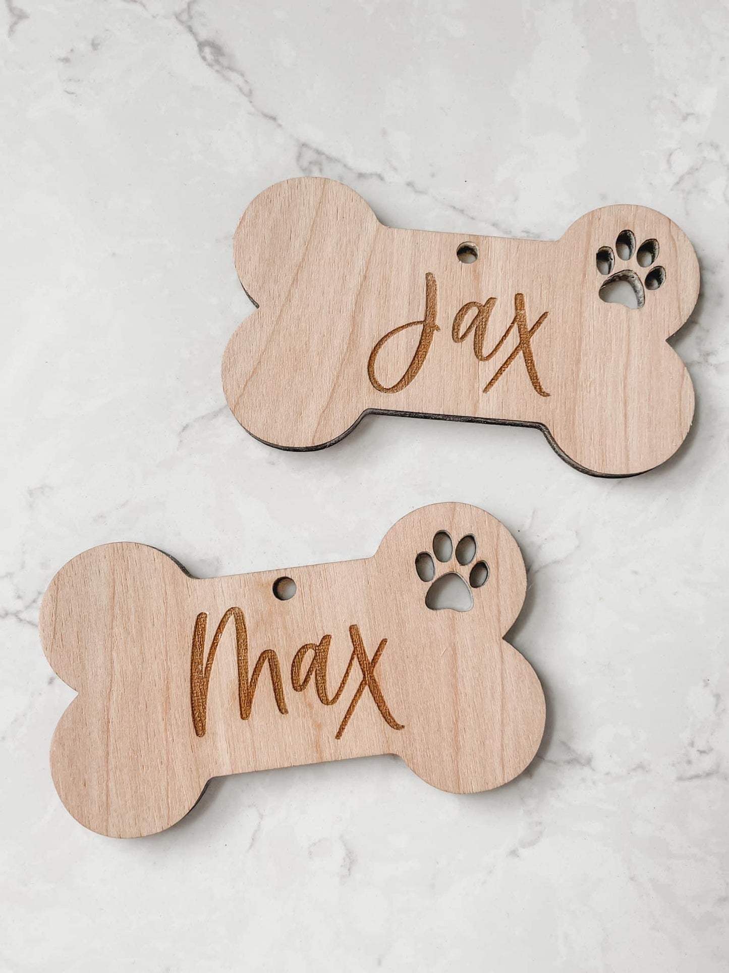 Engraved dog bone ornament