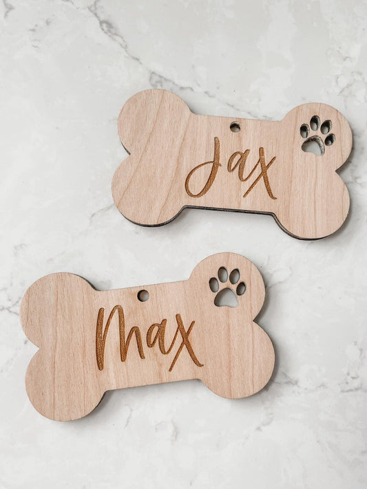 Engraved dog bone ornament