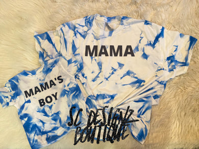 Mamas boy blue dyed tee