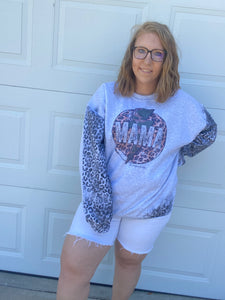 Grungy mama leopard solid sweatshirt