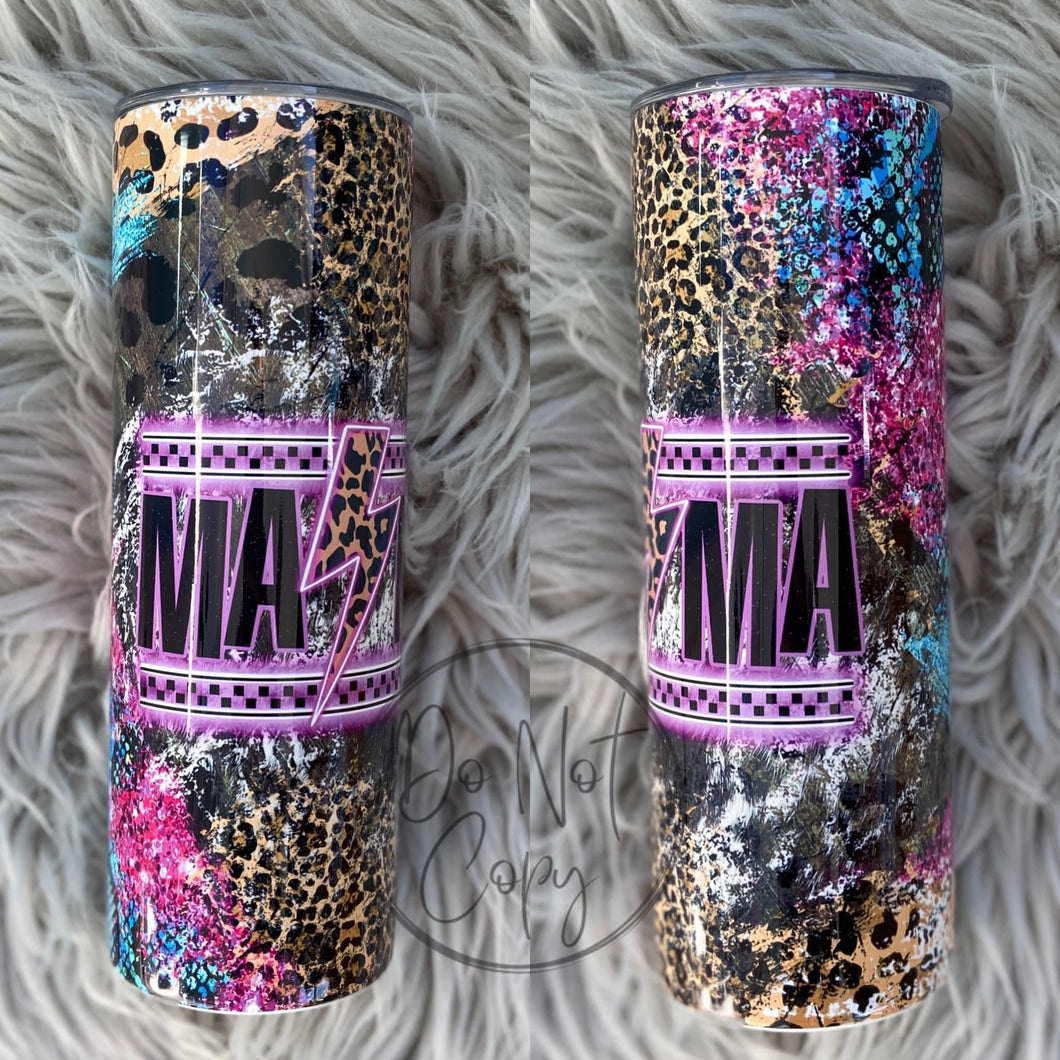 Animal print mama tumbler