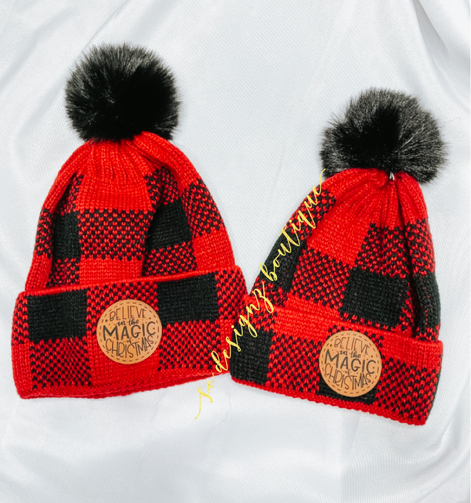 Mommy & me Christmas beanie set