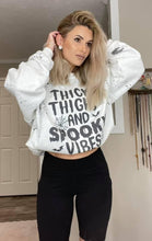 Load image into Gallery viewer, Thick thighs and spooky vibes sweatshirt